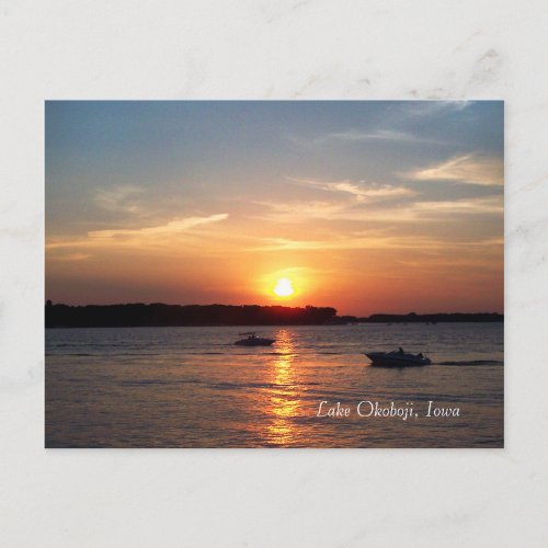 Sunset on Lake Okoboji Iowa Postcard