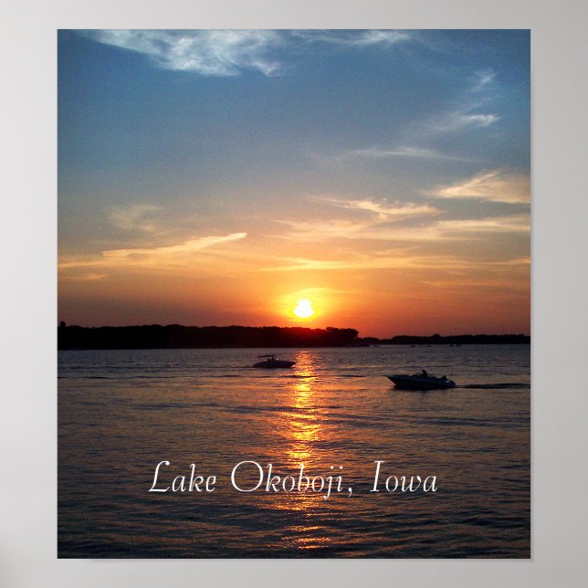 Sunset on Lake Okoboji, Iowa Poster (Front)
