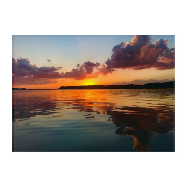 Sunset on Lake Pepin Acrylic Wall Art 14" X 10" (Front)