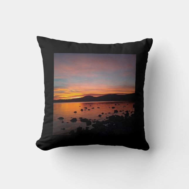 Sunset on Lake Tahoe Throw Pillow (Front)