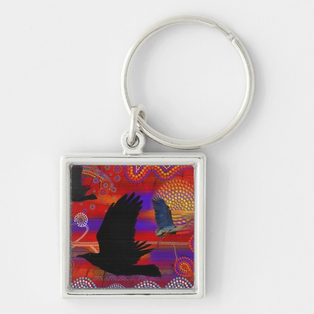 Sunset on Lake Wendouree Australian Aboriginal Art Keychain (Front)