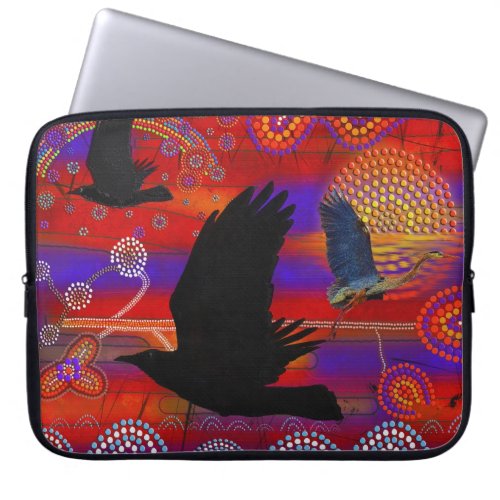 Sunset on Lake Wendouree Australian Aboriginal Art Laptop Sleeve