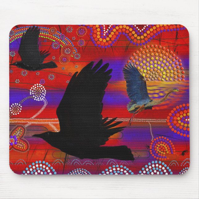 Sunset on Lake Wendouree Australian Aboriginal Art Mouse Pad (Front)