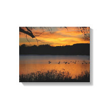 Sunset on Lake Wrapped Canvas Print