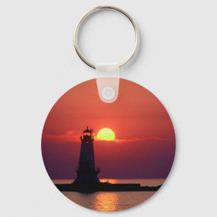 Sunset On Lighthouse Keychain