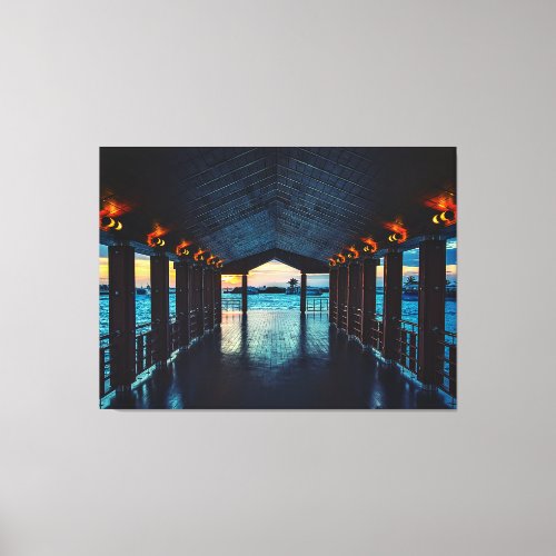 Sunset on Maldives Island  Water Villas Resort  Canvas Print