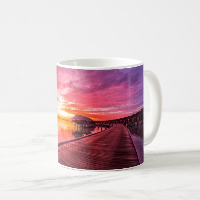 Sunset on Maldives Island | Water Villas Resort Coffee Mug (Front Right)