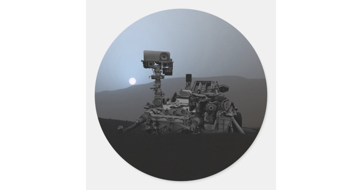 Curiosity Rover Sticker Sunset on Mars Curiosity Rover Classic Round Sticker | Zazzle