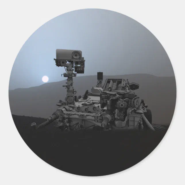 Curiosity Rover Sticker Sunset on Mars Curiosity Rover Classic Round Sticker | Zazzle