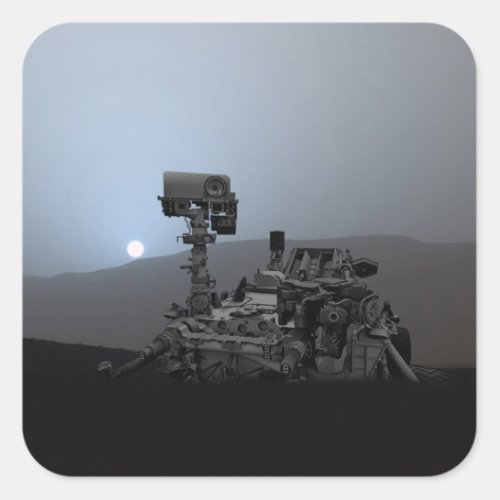 Sunset on Mars Curiosity Rover Square Sticker