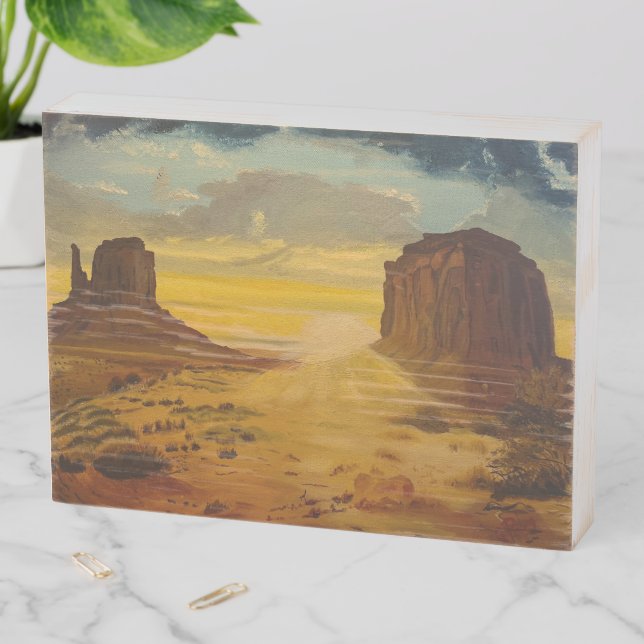 Sunset on Monument Valley, by Gary Poling Wooden Box Sign (In Situ Horizontal)