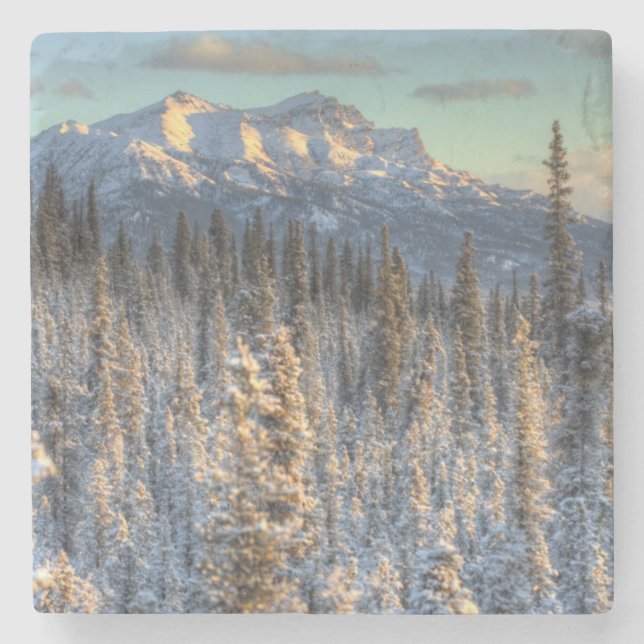 Sunset on Mount Fellows Stone Coaster (Front)