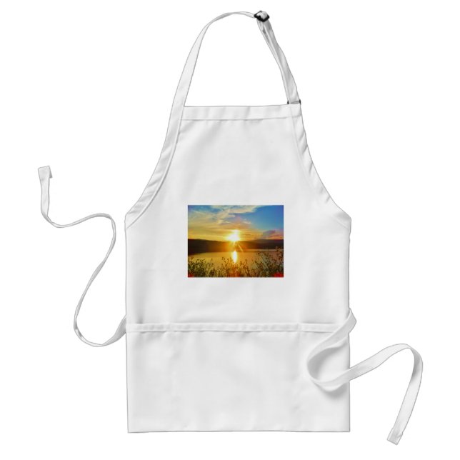 Sunset on mountain Lake Arrowhead Adult Apron (Front)