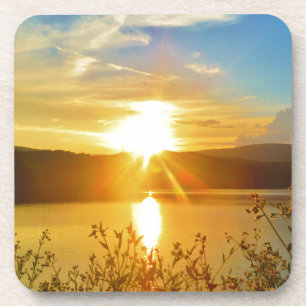 Sunset on mountain Lake Arrowhead Drink Coaster