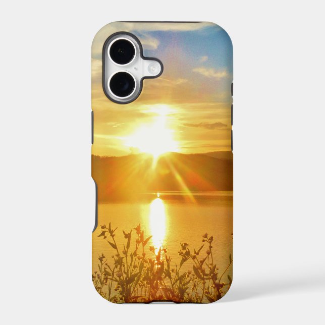 Sunset on mountain Lake Arrowhead Iphone Case (Back)