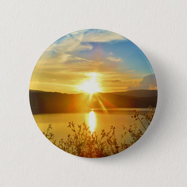 Sunset on mountain Lake Arrowhead Pinback Button (Front)