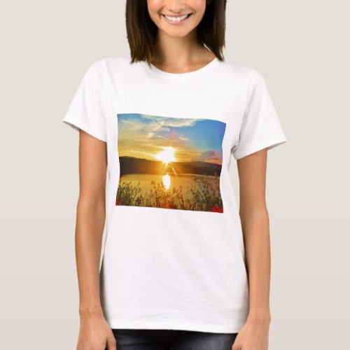 Sunset on mountain Lake Arrowhead T_Shirt