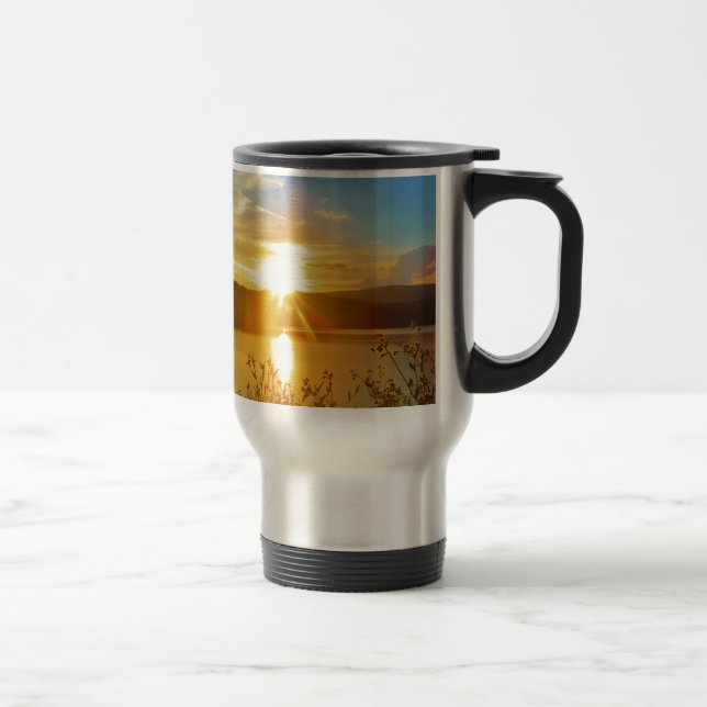 Sunset on mountain Lake Arrowhead Travel Mug (Right)