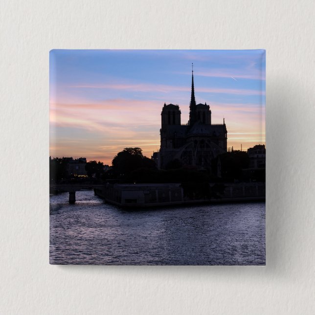 Sunset on Notre Dame de Paris Button (Front)