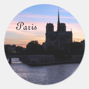 Sunset on Notre Dame de Paris Classic Round Sticker