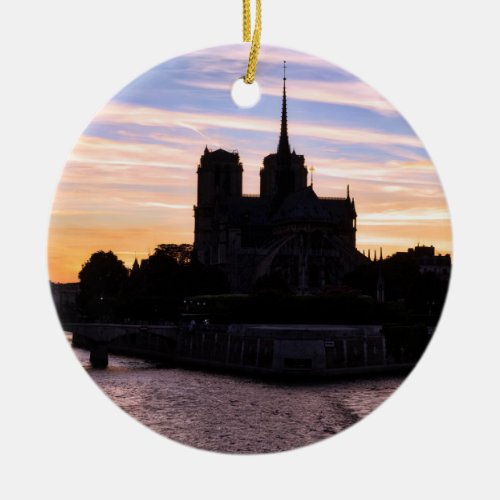 Sunset on Notre Dame de Paris _ Paris France Ceramic Ornament