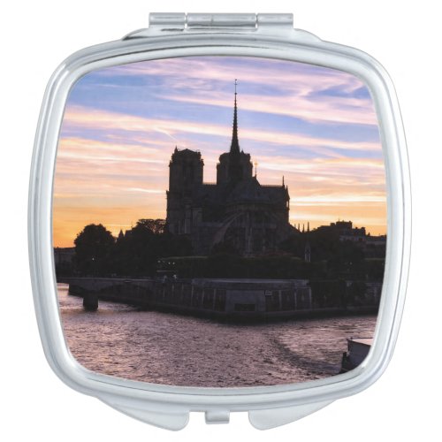 Sunset on Notre Dame de Paris _ Paris France Compact Mirror