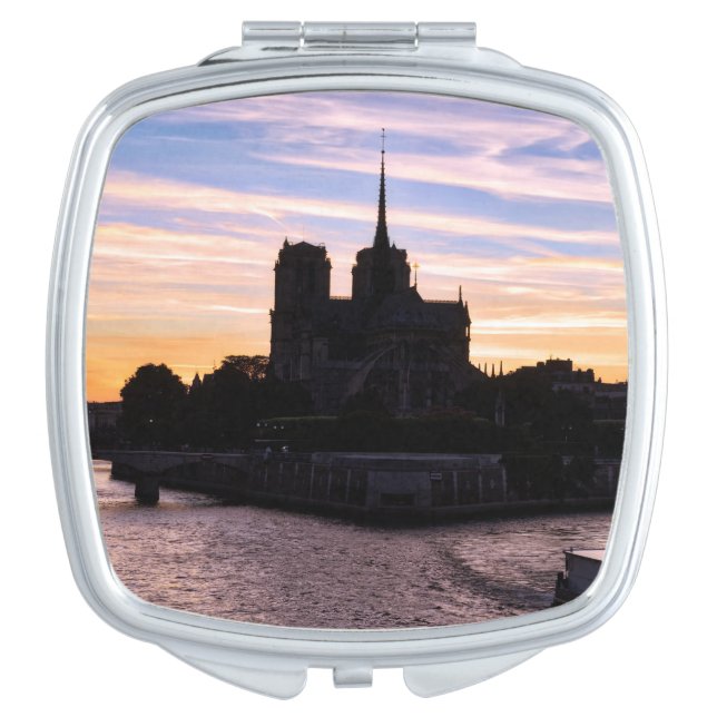 Sunset on Notre Dame de Paris - Paris, France Compact Mirror (Front)
