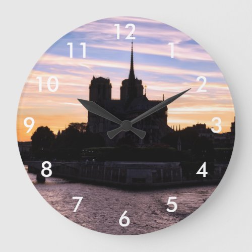 Sunset on Notre Dame de Paris _ Paris France Large Clock