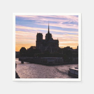 Sunset on Notre Dame de Paris - Paris, France Napkins