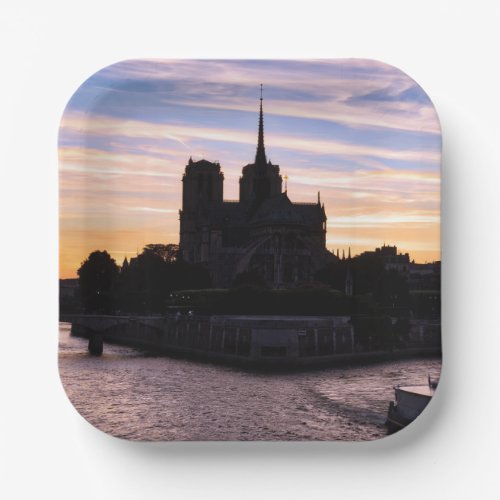 Sunset on Notre Dame de Paris _ Paris France Paper Plates