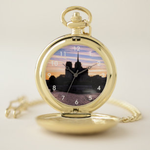 Sunset on Notre Dame de Paris - Paris, France Pocket Watch