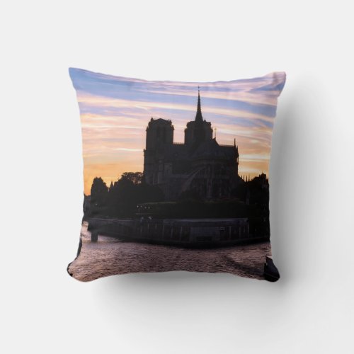 Sunset on Notre Dame de Paris _ Paris France Throw Pillow