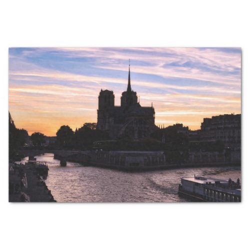 Sunset on Notre Dame de Paris _ Paris France Tissue Paper