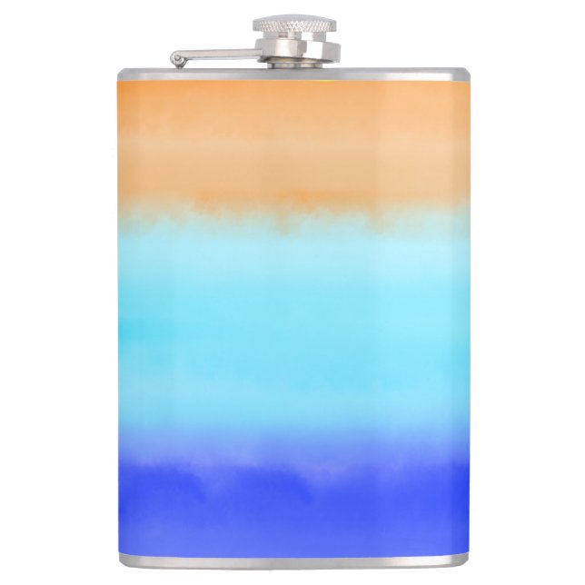 Sunset on ocean watercolor  Abstract art Ombre   Flask (Front)