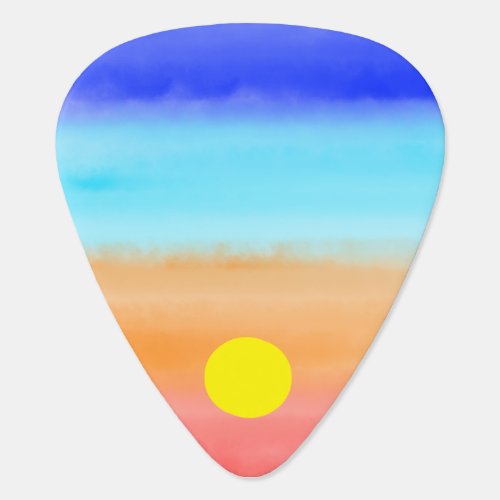 Sunset on ocean watercolor Abstract art Ombre Guitar Pick