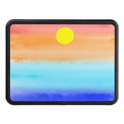 Sunset on ocean watercolor  Abstract art Ombre     Hitch Cover