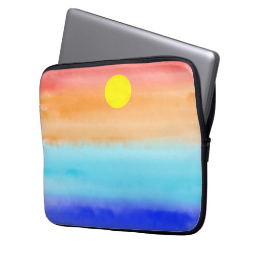 Sunset on ocean watercolor  Abstract art Ombre    Laptop Sleeve