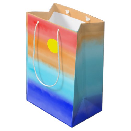Sunset on ocean watercolor  Abstract art Ombre Medium Gift Bag