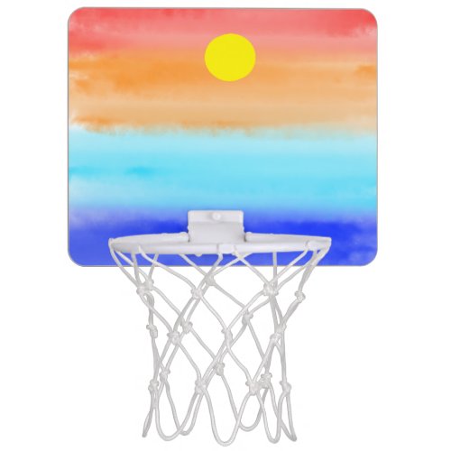 Sunset on ocean watercolor  Abstract art Ombre   Mini Basketball Hoop