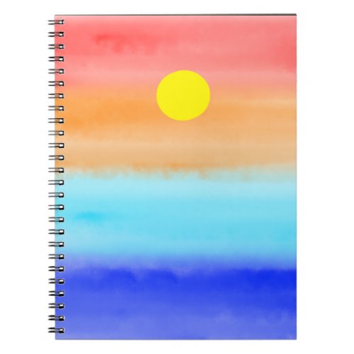 Sunset on ocean watercolor  Abstract art Ombre   Notebook