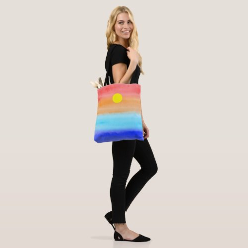 Sunset on ocean watercolor  Abstract art Ombre  Tote Bag