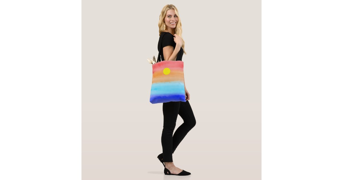Medium Ombre Shopper Bag Letter & Floral Graphic