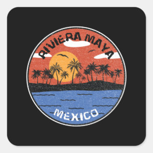 Sunset On Riviera Maya Mexico Square Sticker