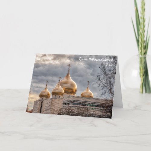 Sunset on Russian Orthodox Cathedral in Paris Card