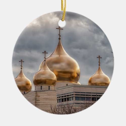 Sunset on Russian Orthodox Cathedral in Paris Ceramic Ornament