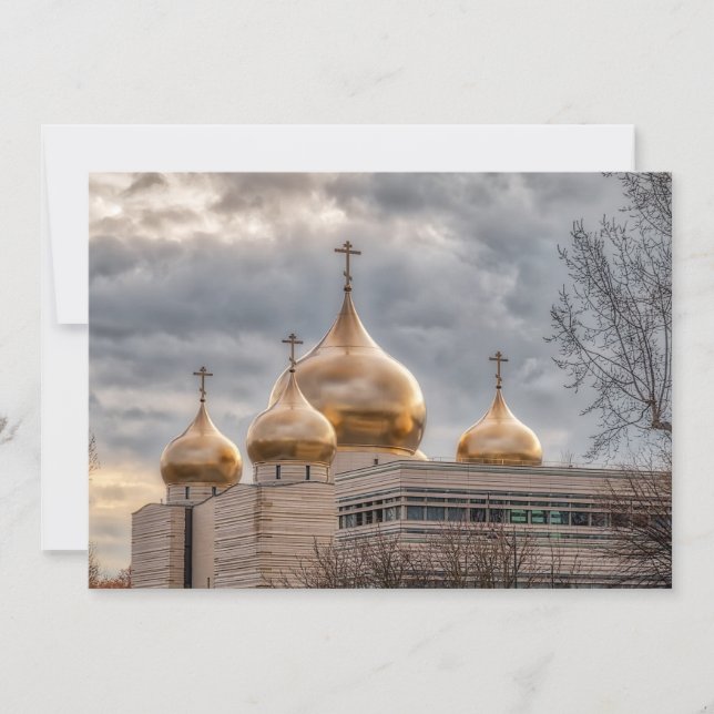 Sunset on Russian Orthodox Cathedral in Paris Invitation (Front)