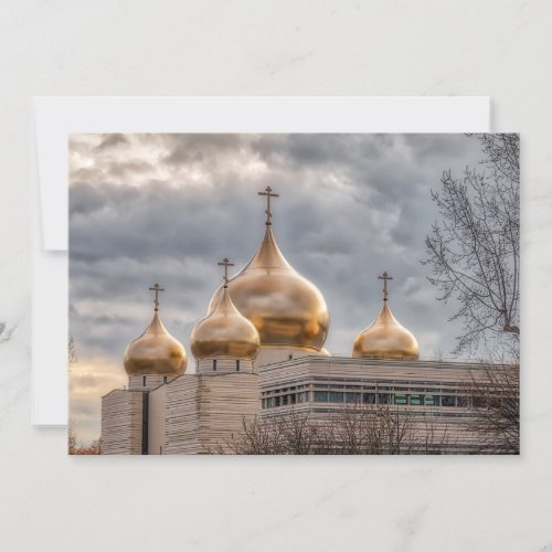 Sunset on Russian Orthodox Cathedral in Paris Invitation