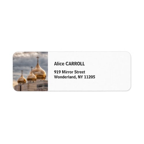 Sunset on Russian Orthodox Cathedral in Paris Label