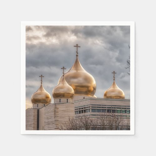 Sunset on Russian Orthodox Cathedral in Paris Napkins
