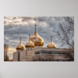Sunset on Russian Orthodox Cathedral in Paris Poster